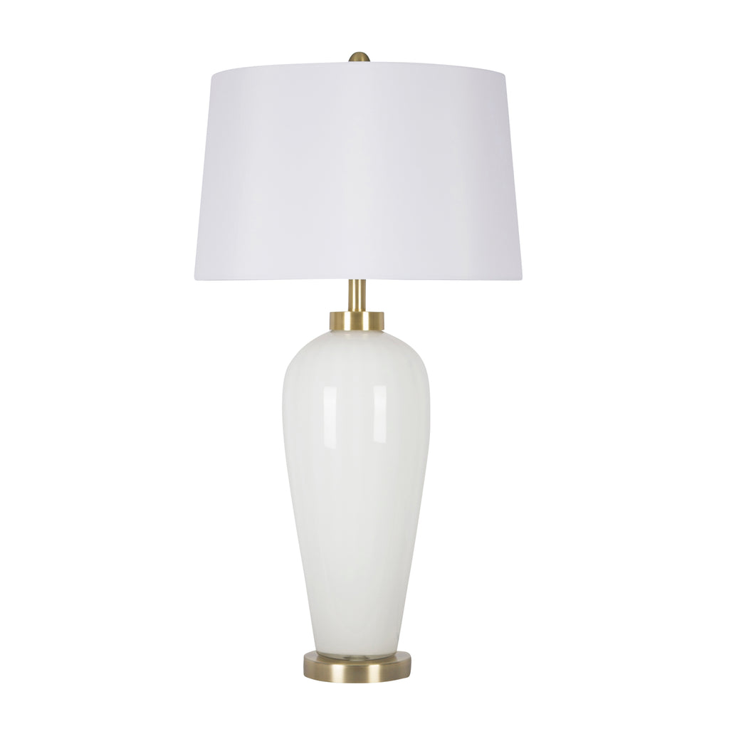 Grooved Glass Table Lamp 32", White - ReeceFurniture.com