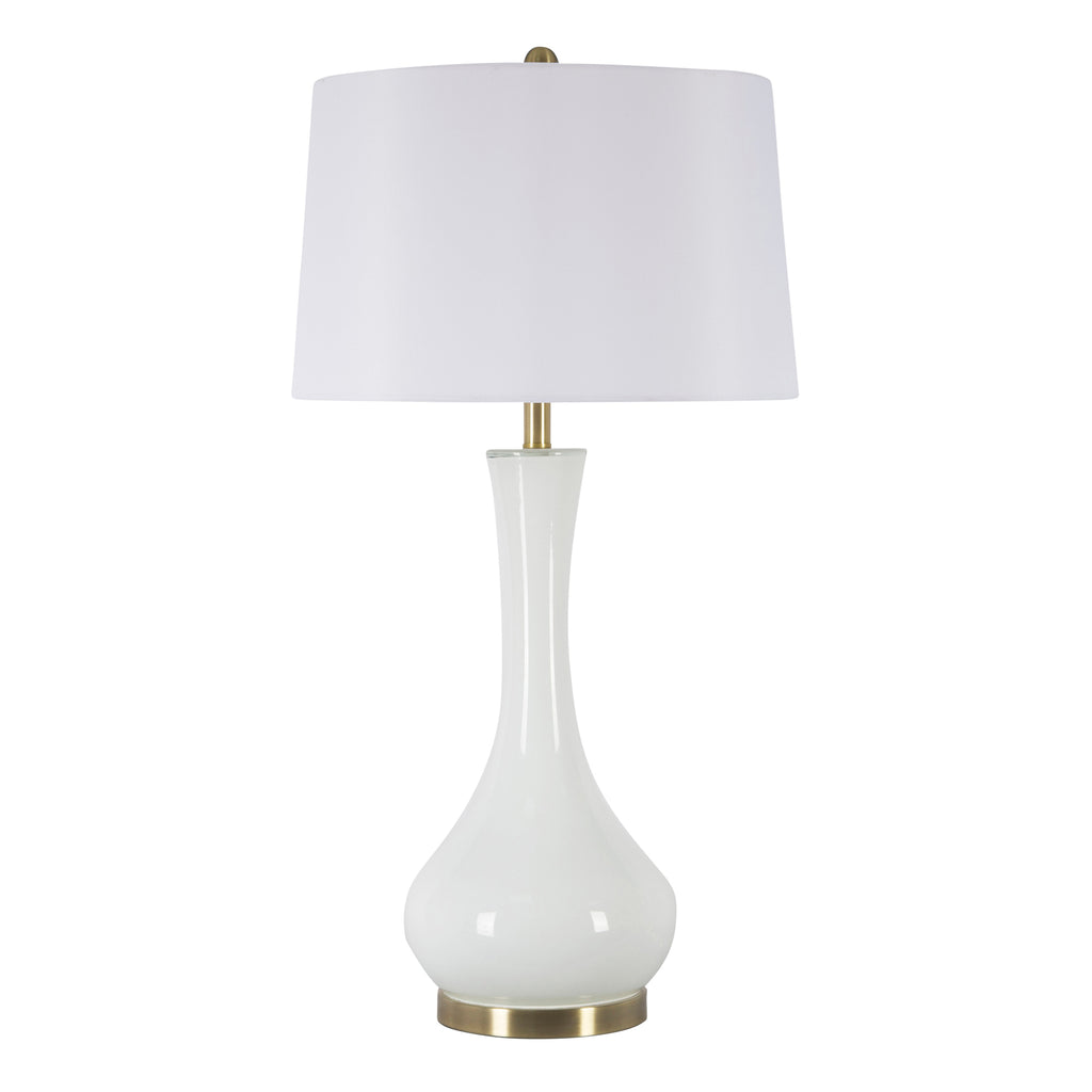Glass Teardrop Table Lamp 34",White - ReeceFurniture.com