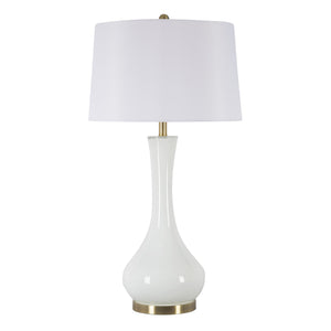 Glass Teardrop Table Lamp 34",White - ReeceFurniture.com