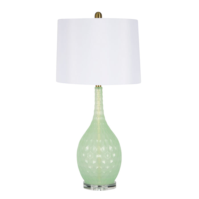 Cut Glass Table Lamp 30", Green