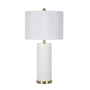 Glass Cylindrical Table Lamp 30", White - ReeceFurniture.com