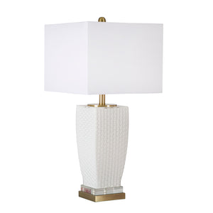 Glass Honeycomb Texture Table Lamp 29",Deep Sage - ReeceFurniture.com