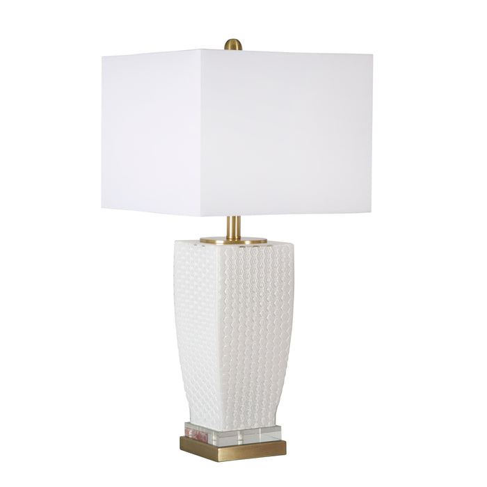 Glass Honeycomb Texture Table Lamp 29",Deep Sage