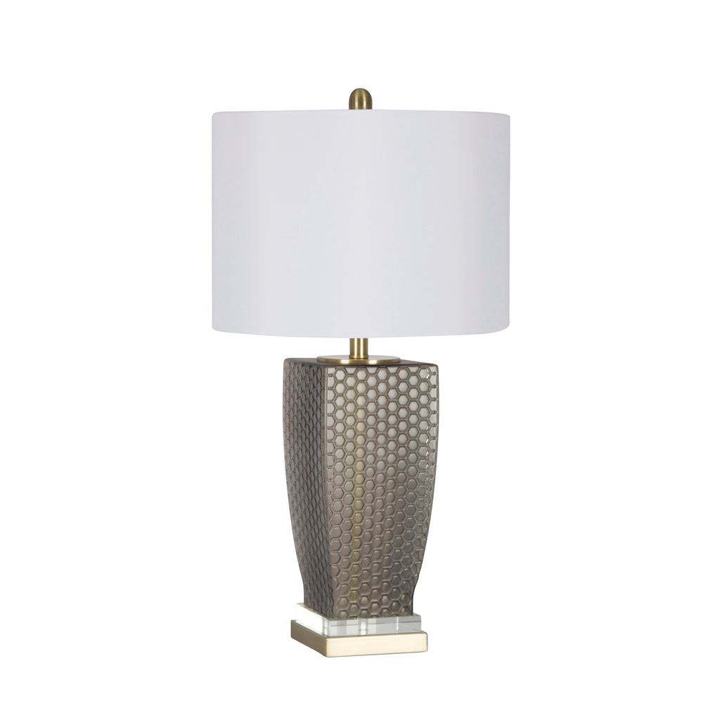 Glass Honeycomb Texture Table Lamp, 29", White - ReeceFurniture.com