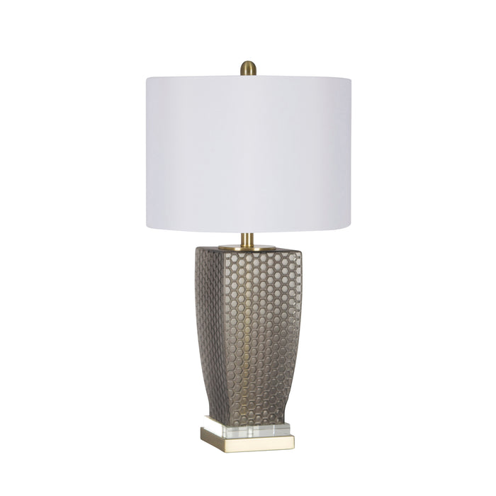 Glass Honeycomb Texture Table Lamp, 29", White