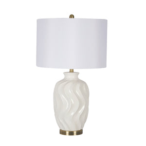 Ceramic Wave Table Lamp 30", White - ReeceFurniture.com