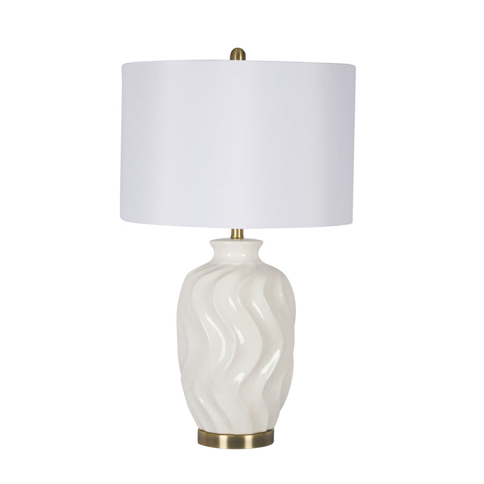 Ceramic Wave Table Lamp 30", White