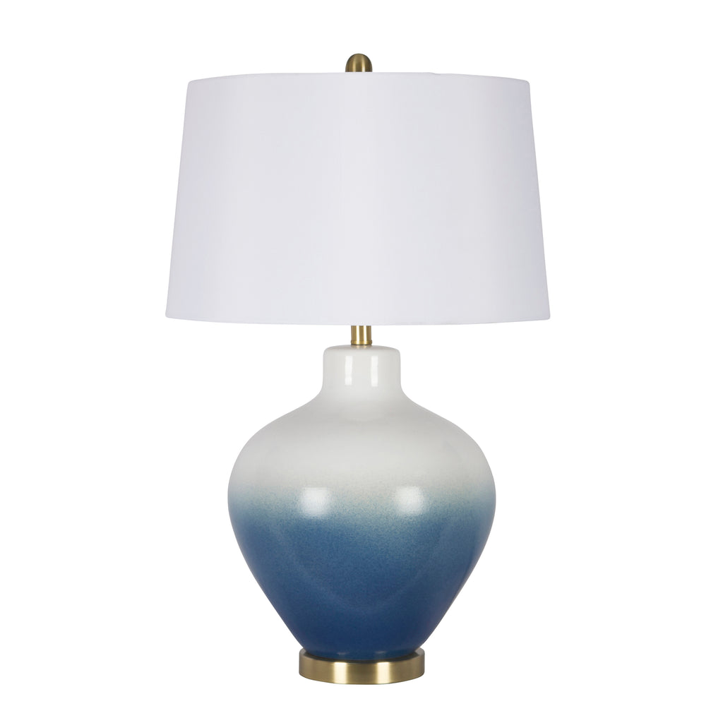 Ceramic Round Jug Table Lamp 30", White/Blue - ReeceFurniture.com
