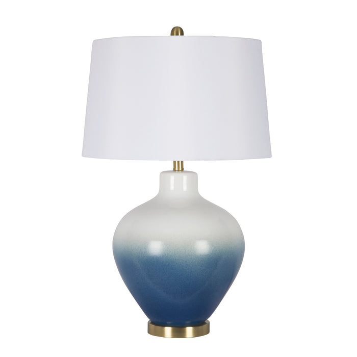 Ceramic Round Jug Table Lamp 30", White/Blue
