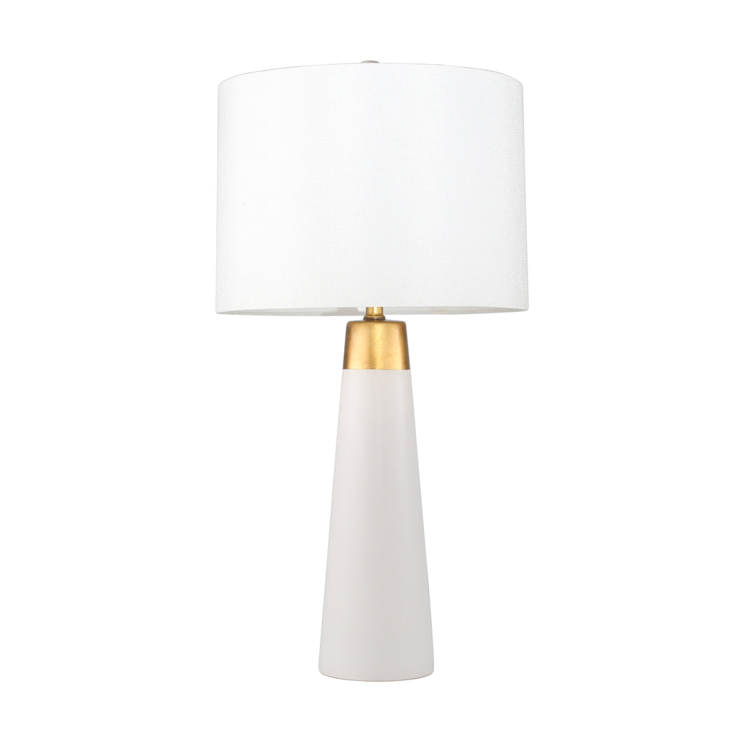 Ceramic 31" Table Lamp W/Brass Cap, Matte White - ReeceFurniture.com
