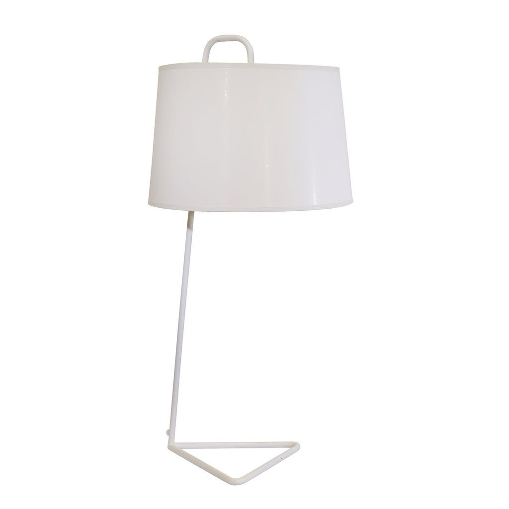 Metal 30" Triangle Foot Tablelamp, White - ReeceFurniture.com