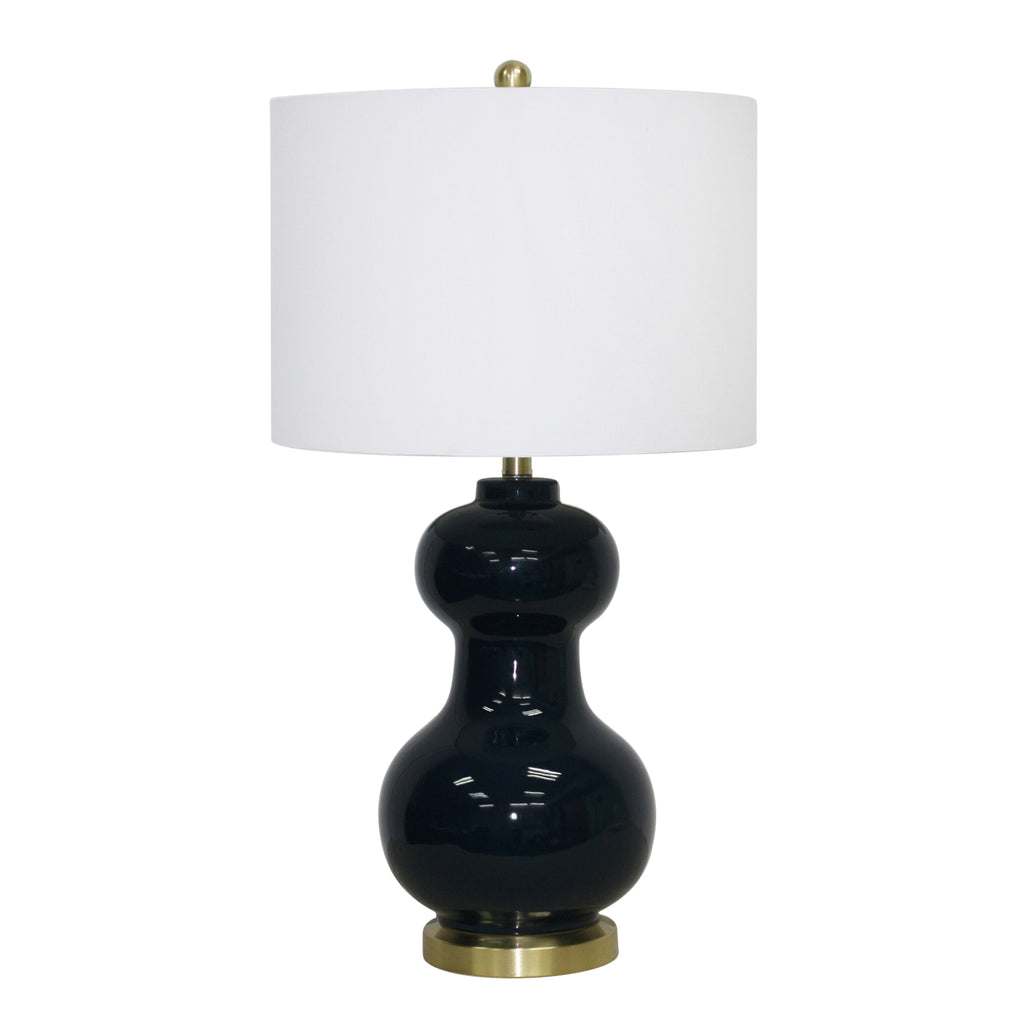 Ceramic Double Ball 30" Table Lamp, Navy Blue - ReeceFurniture.com