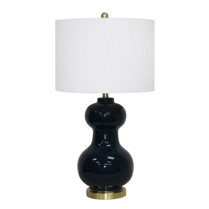 Ceramic Double Ball 30" Table Lamp, Navy Blue