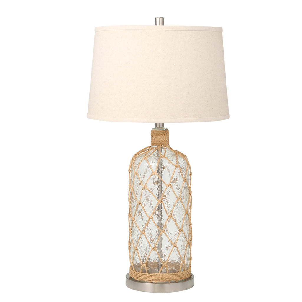 Glass 29" Table Lamp With String Overlay, Clear - ReeceFurniture.com