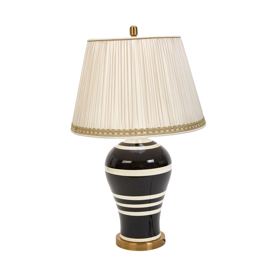 Ceramic 30" Table Lamp Black W/White Stripes - ReeceFurniture.com