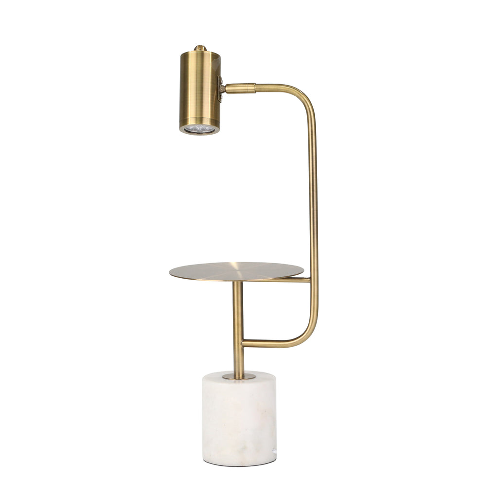 Metal 25" Task Lamp On Marblebase, Gold - ReeceFurniture.com