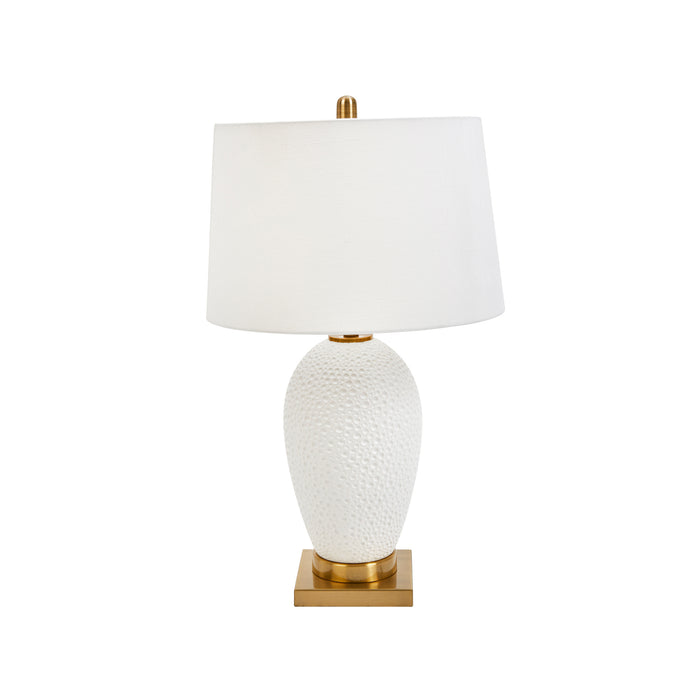 Ceramic 27" Table Lamp  W/ Hammered Finish, White