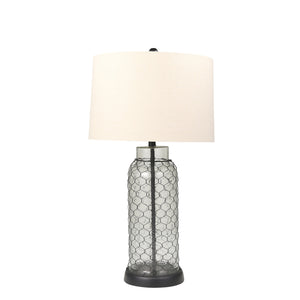 Glass 31" Table Lamp W/ Mesh Overlay, Clear - ReeceFurniture.com