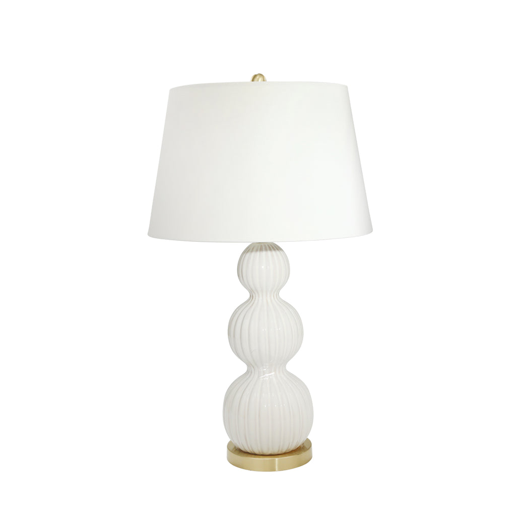 Ceramic 31" Triple Gourd Tablelamp, Cream - ReeceFurniture.com