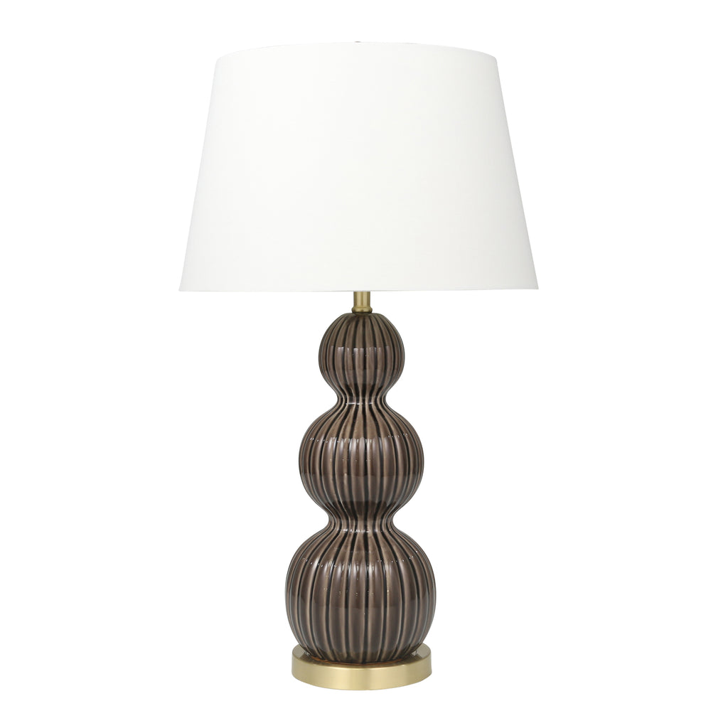 Ceramic 31" Triple Gourd Tablelamp, Gray - ReeceFurniture.com