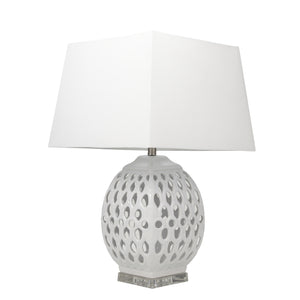 Ceramic 29" Table Lamp W/Cut-Outs, White - ReeceFurniture.com