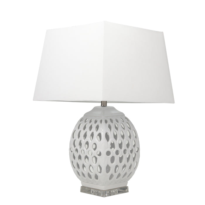 Ceramic 29" Table Lamp W/Cut-Outs, White