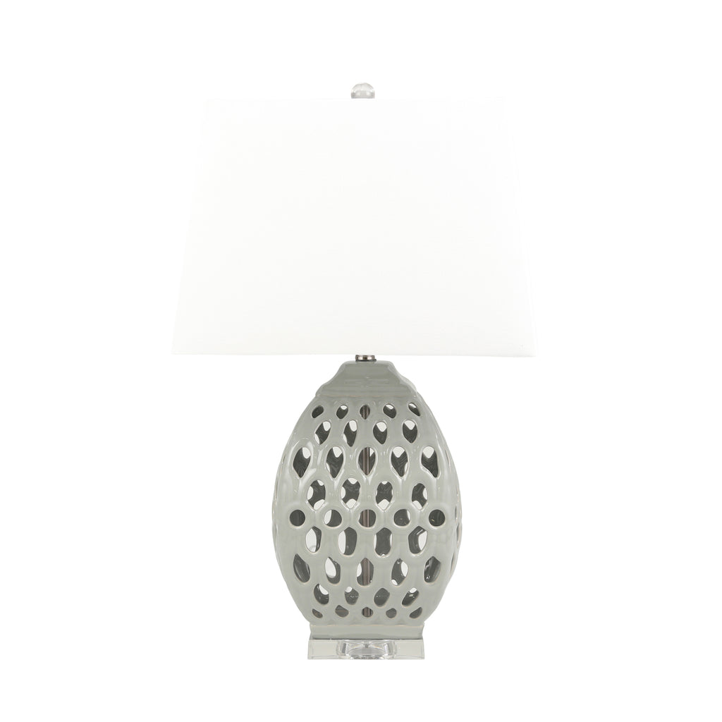 Ceramic 29" Table Lamp W/Cut-Outs, Gray - ReeceFurniture.com