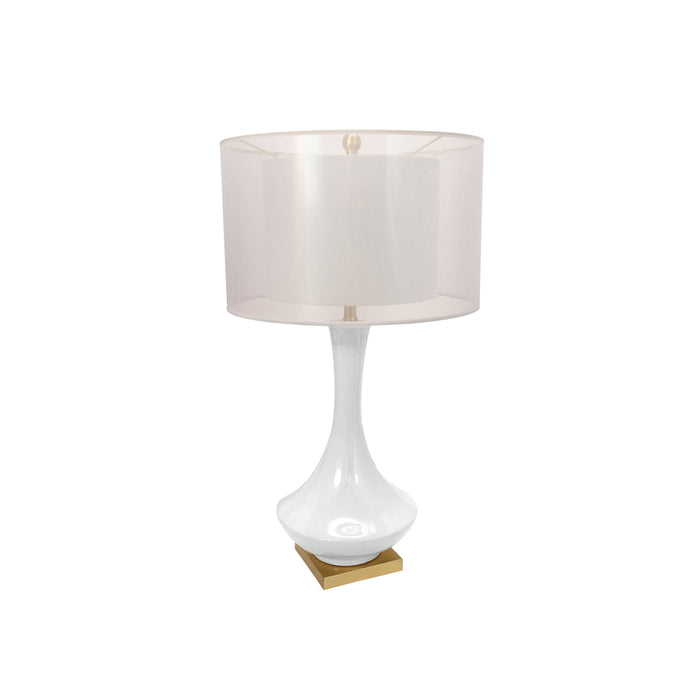 Ceramic 32" Bottle Table Lampwith Double Shade, White