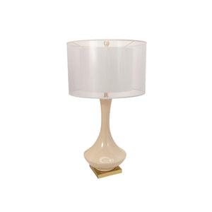 Ceramic 32" Bottle Table Lampwith Double Shade, Cream - ReeceFurniture.com