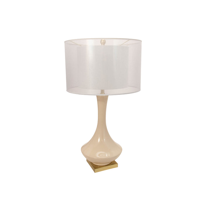 Ceramic 32" Bottle Table Lampwith Double Shade, Cream