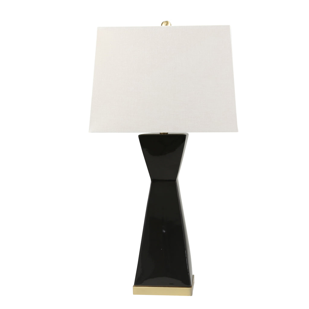 Ceramic 34" Hourglass Table Lamp, Black - ReeceFurniture.com
