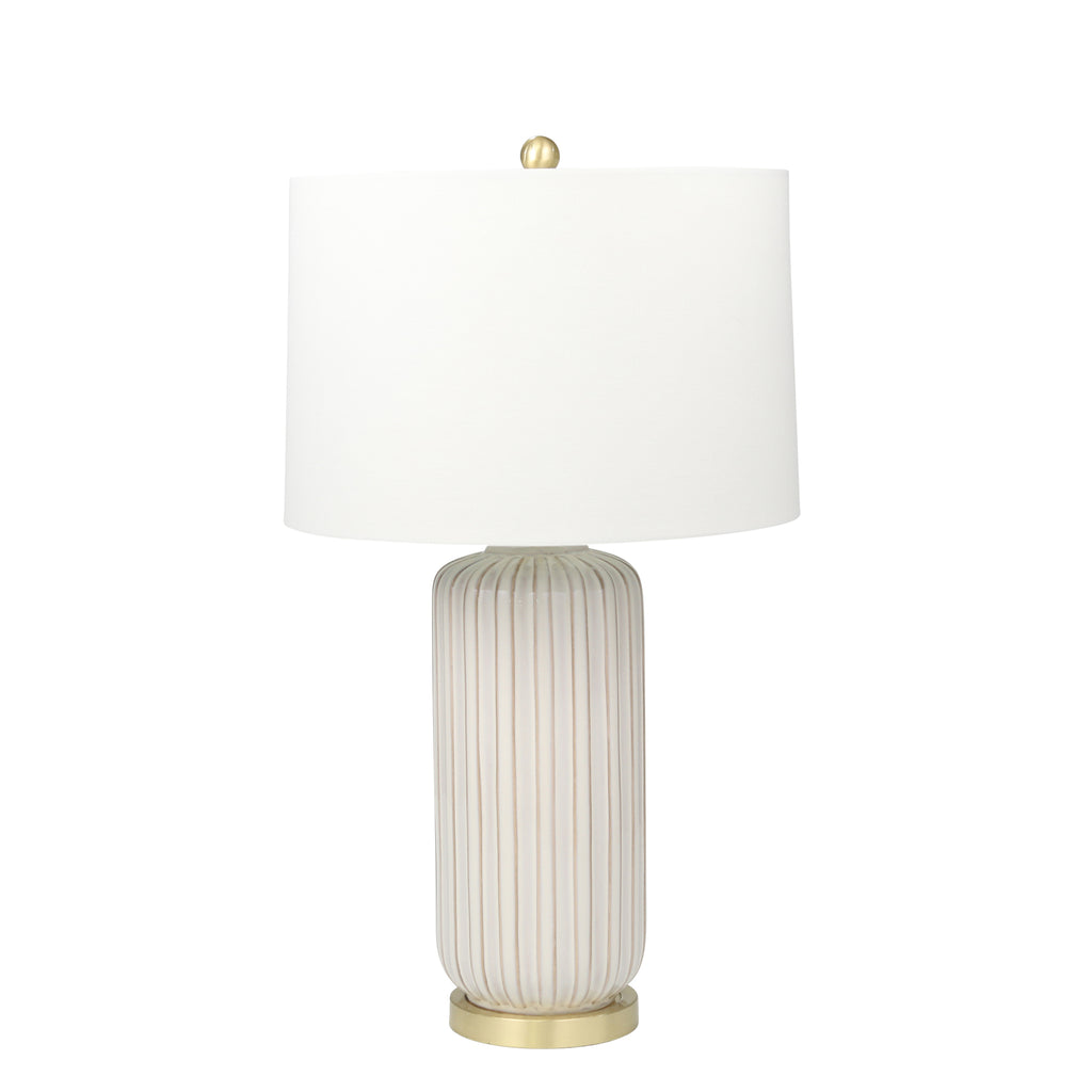 Ceramic 29' Fluted Column Table Lamp, Cream - ReeceFurniture.com