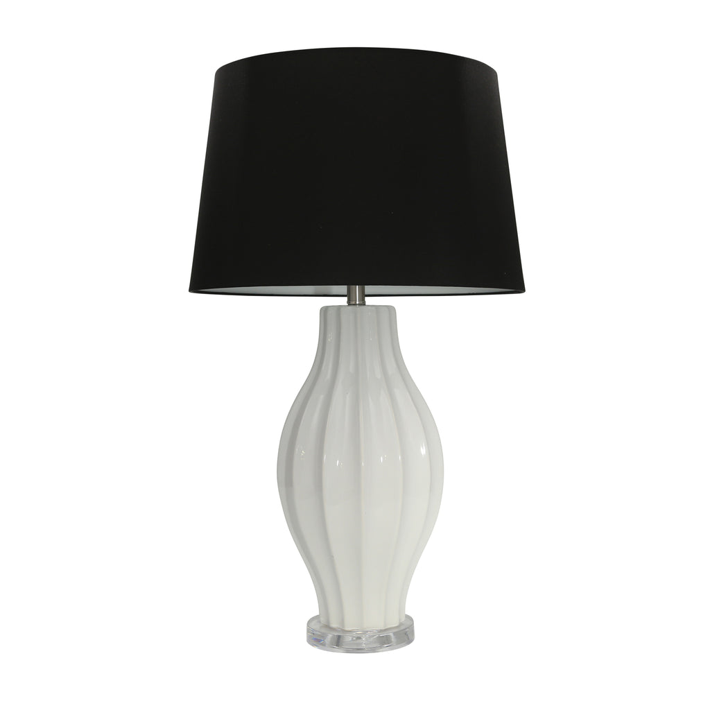Ceramic 32" Fluted Table Lamp,White - ReeceFurniture.com