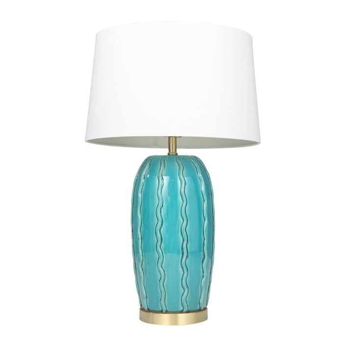 Ceramic 31" Ribbon Table Lamp,Teal