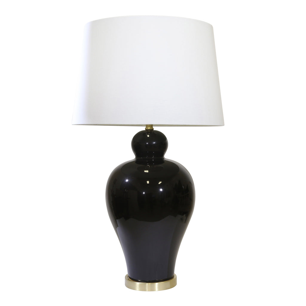 Ceramic 32" Urn Table Lamp, Black - ReeceFurniture.com