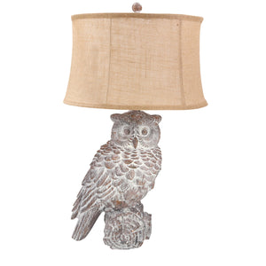 Resin 31" Owl Table Lamp, Beige - ReeceFurniture.com