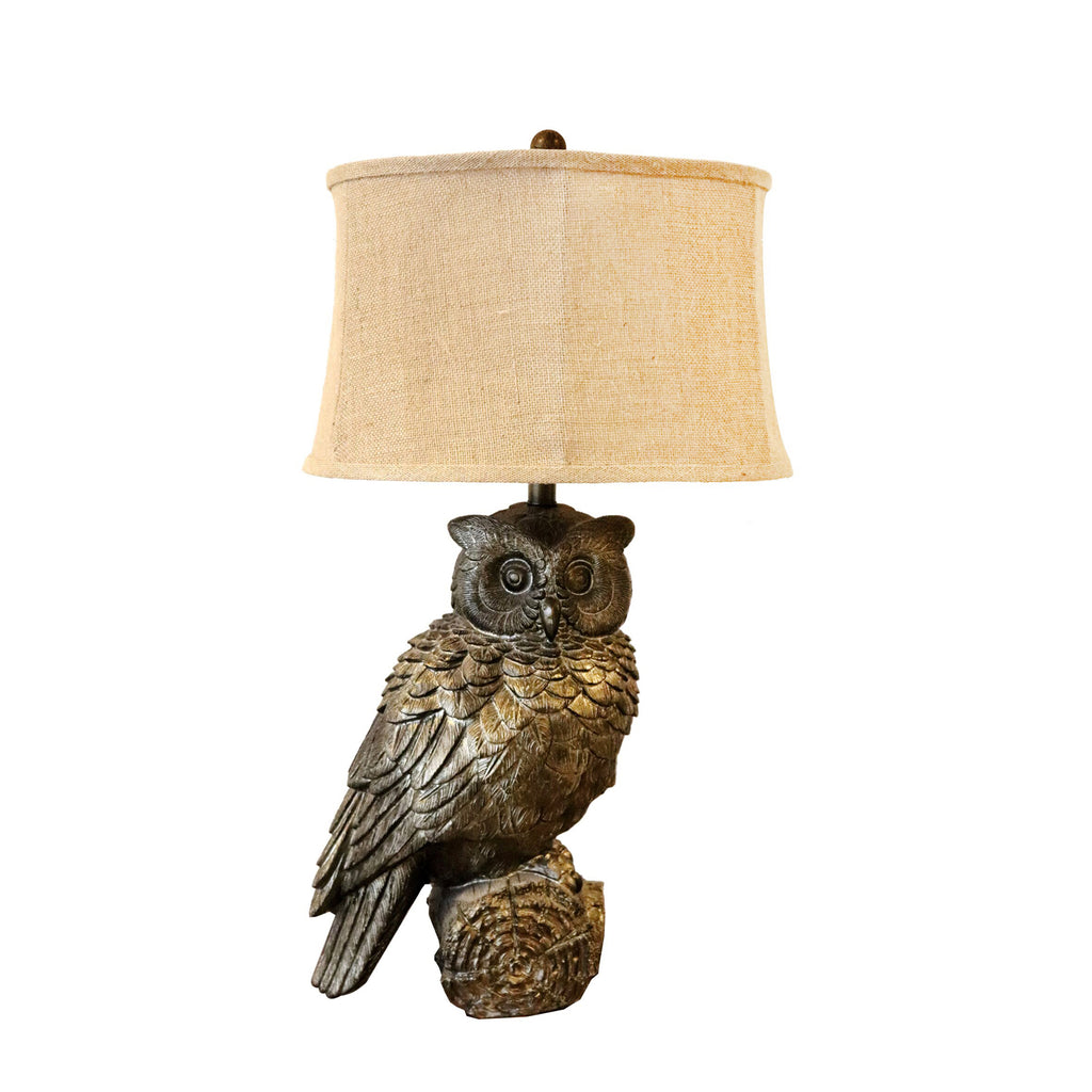 Resin 31" Owl Table Lamp, Brown - ReeceFurniture.com