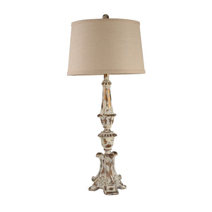 Resin 35" Column Table Lamp, Ivory - ReeceFurniture.com