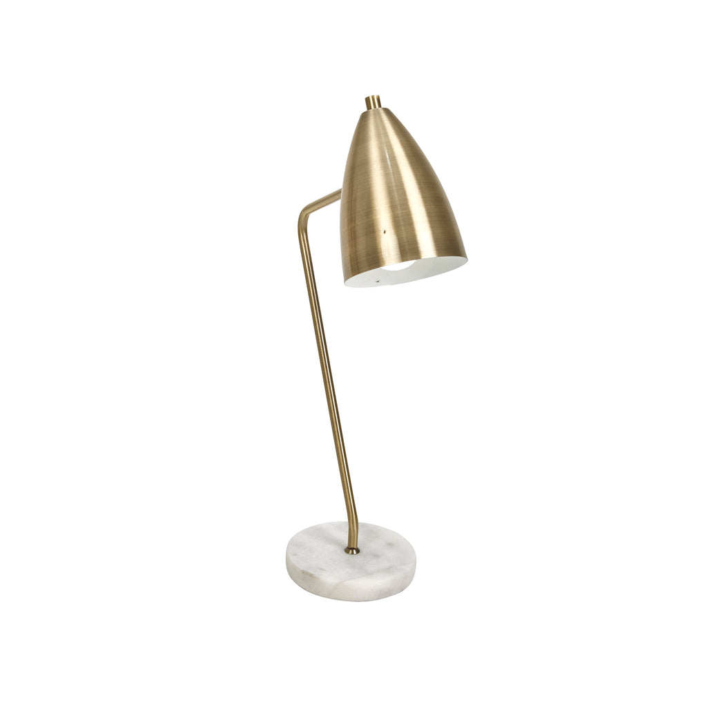 Metal 22" Goose Neck Task Lamp, Gold, Marble Base - ReeceFurniture.com