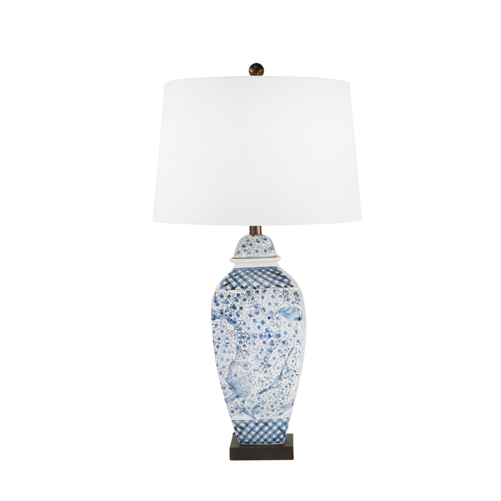 Ceramic 31" Ginger Jar Table Lamp,Blue/White - ReeceFurniture.com