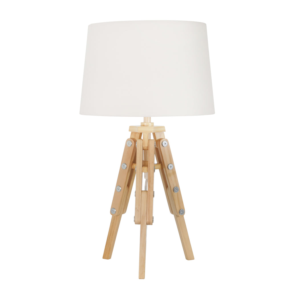 Wood 25" Tripod Table Lamp, Natural - ReeceFurniture.com