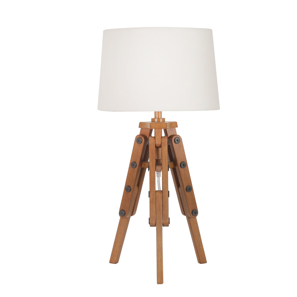 Wood 25" Tripod Table Lamp, Brown - ReeceFurniture.com
