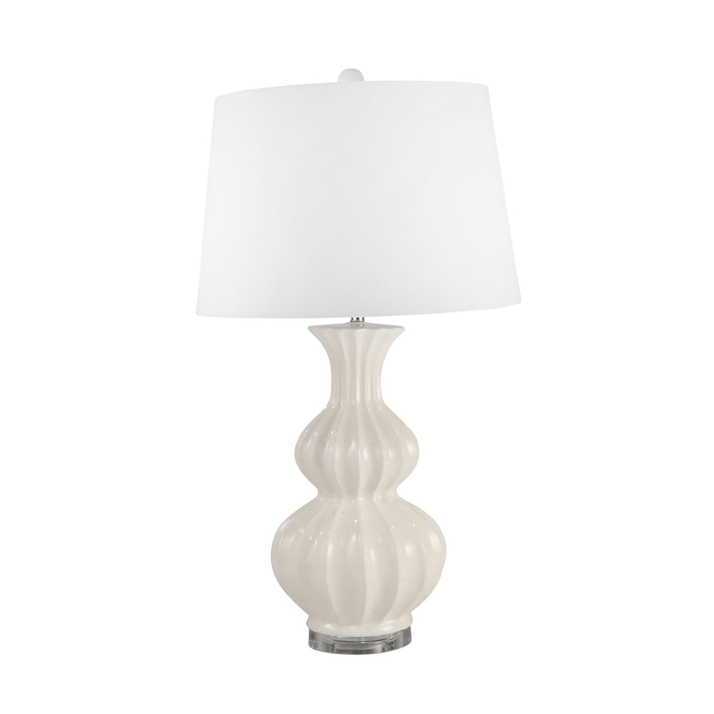 Ceramic 30" Double Gourd Tablelamp, White - ReeceFurniture.com