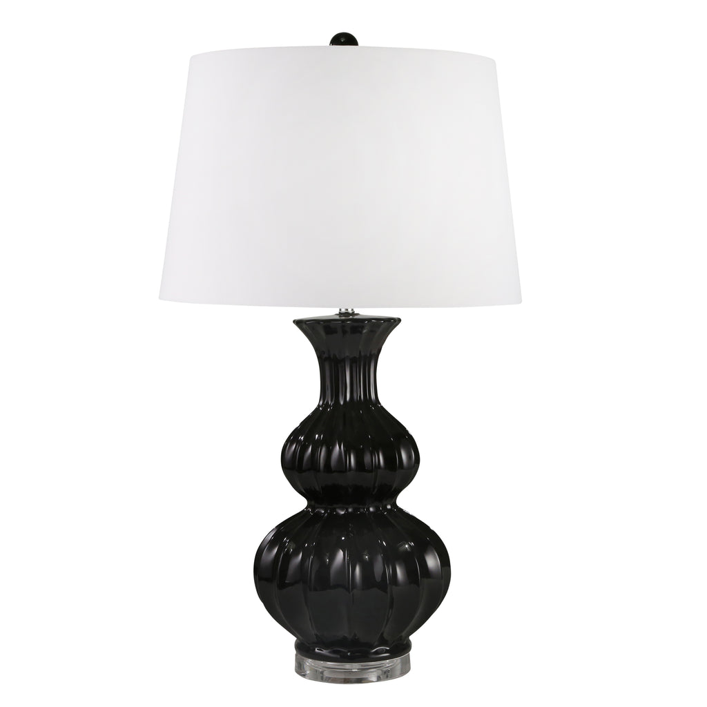 Ceramic 30" Double Gourd Tablelamp, Black - ReeceFurniture.com