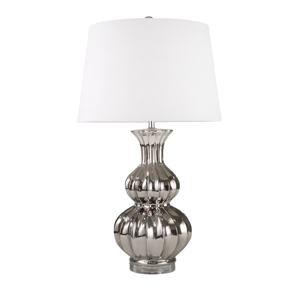Ceramic 30" Double Gourd Tablelamp, Silver - ReeceFurniture.com