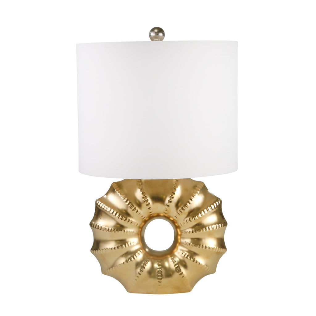Ceramic 25" Ridged Ring Tablelamp, Gold - ReeceFurniture.com