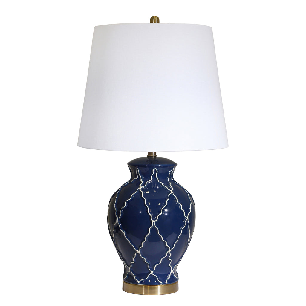 Ceramic 30" Urn Table Lamp, Blue - ReeceFurniture.com