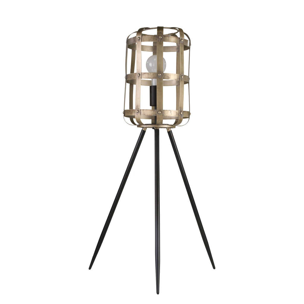 Metal 32" Tripod Table Lamp W/Open Weave Shade, Champagne - ReeceFurniture.com