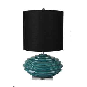 Ceramic 27" Table Lamp With Crystal Base, Green - ReeceFurniture.com