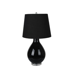 Glass 35" Table Lamp W/ Crystal Base, Black - ReeceFurniture.com